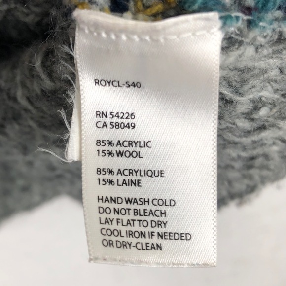 ROYAL ROBBINS Fair Isle Wool Blend Full Zip Hooded Cardigan Women's Sz M Gray - Picture 5 of 10